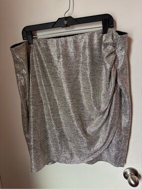 torrid Silver Metallic Mini Skirt with Side Draping